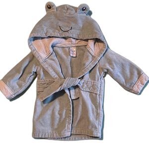 Carter’s 0-9 mo little Frog soft terry bathrobe light blue with hood NWOT